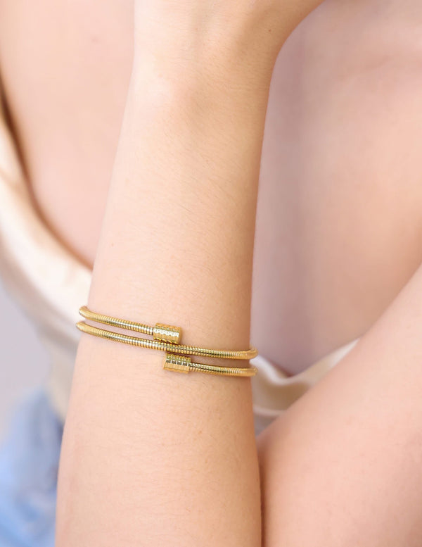 Stainless Steel Coiled Spring Bangle Bracelet