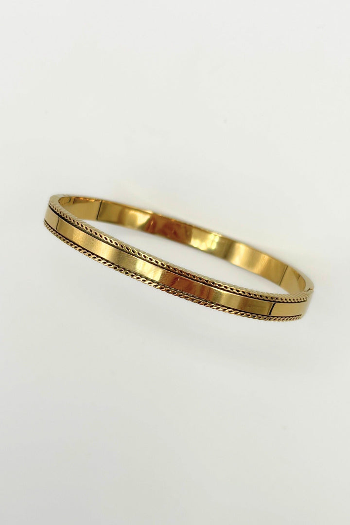 Stainless Steel Ridged Edge Hinged Bangle Bracelet