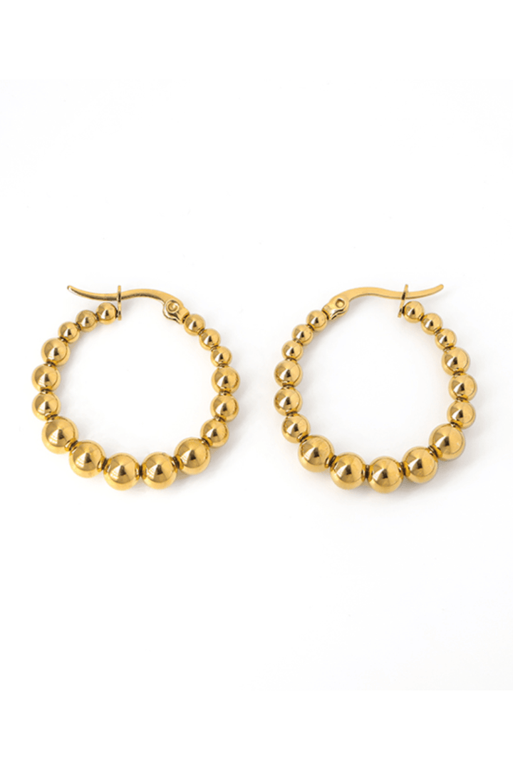 Stainless Steel Simple Ball and Round Pin Catch Small Hoop Earrings