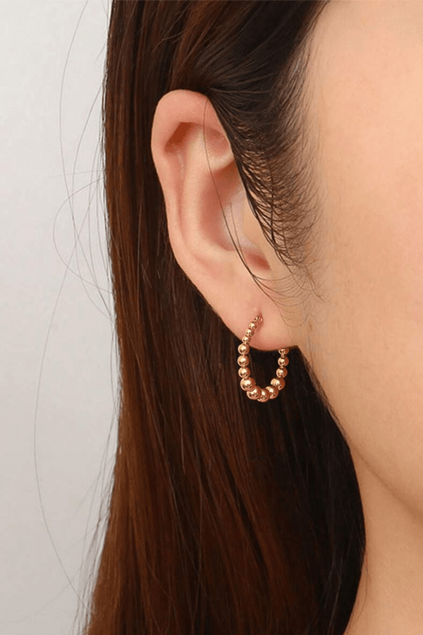 Stainless Steel Simple Ball and Round Pin Catch Small Hoop Earrings