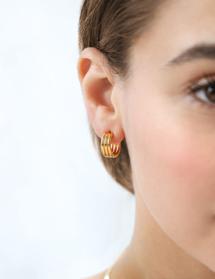 Stainless Steel Small Open Triple Hoop Earrings