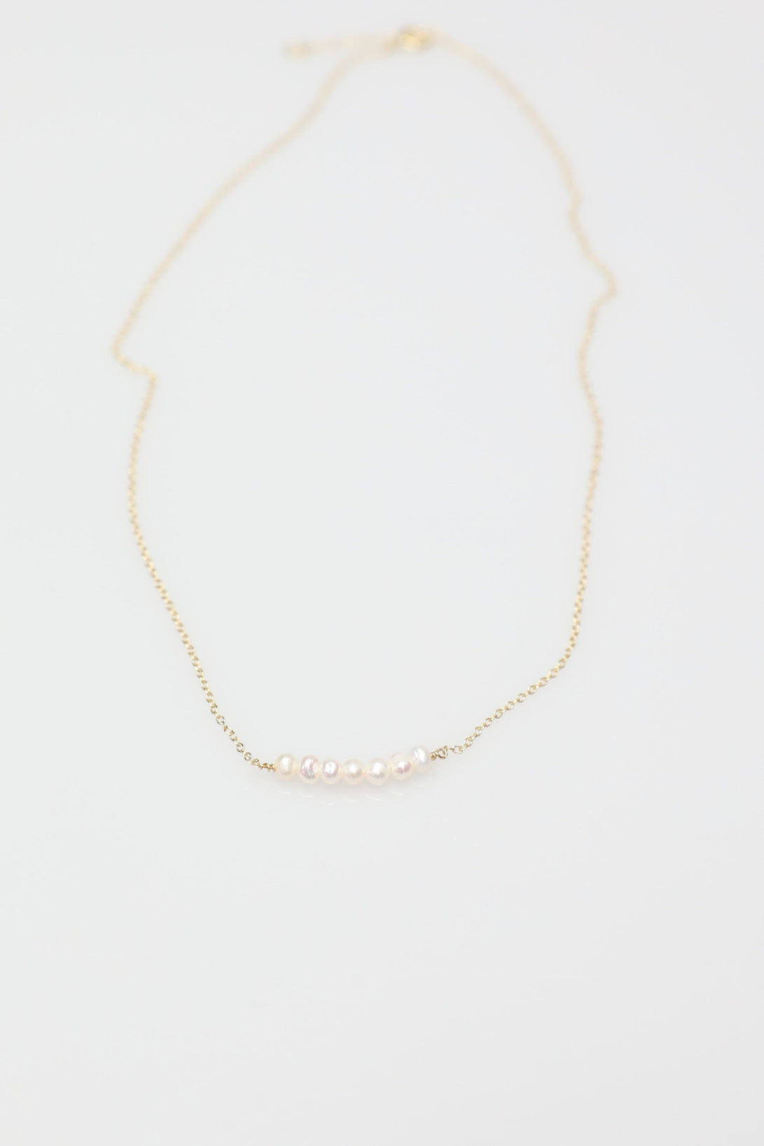 Sterling Silver 7 Pearls Line Necklace
