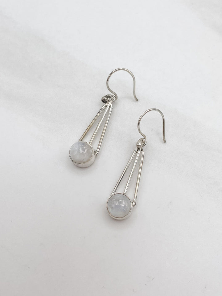 Sterling Silver A Frame Earring With Stone