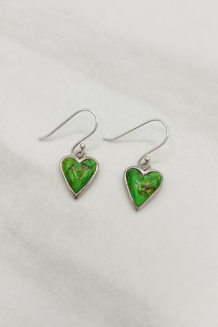 Sterling Silver and Heart Shaped Turquoise Earrings