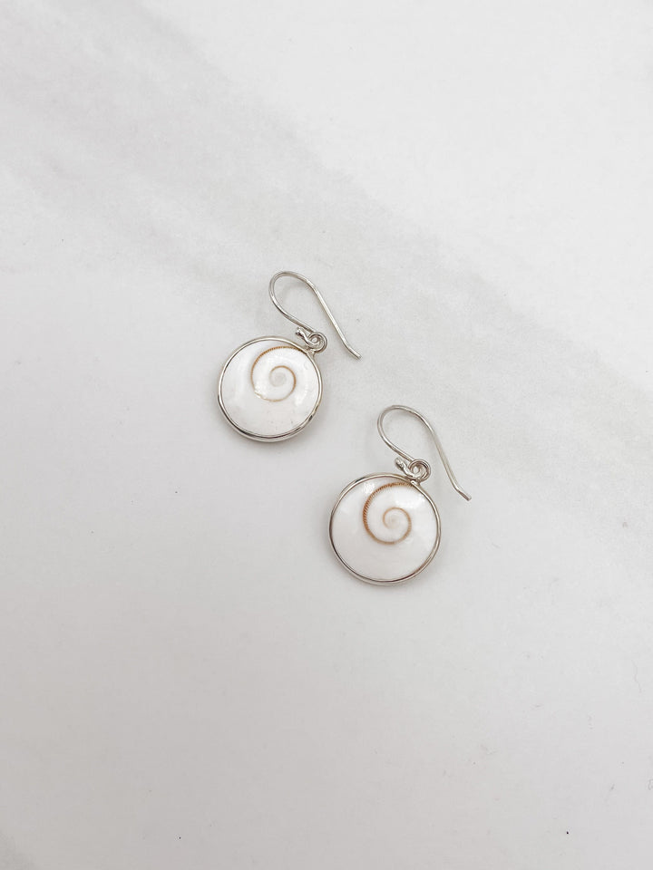 Sterling Silver Circle Shell Drop Earring