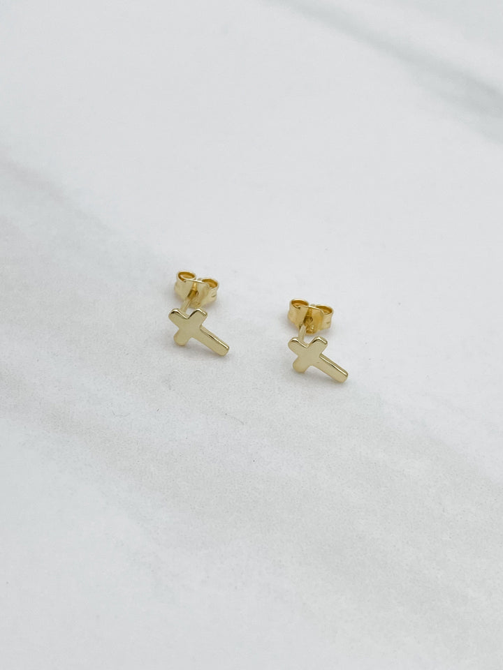 Sterling Silver Cross Stud Earrings