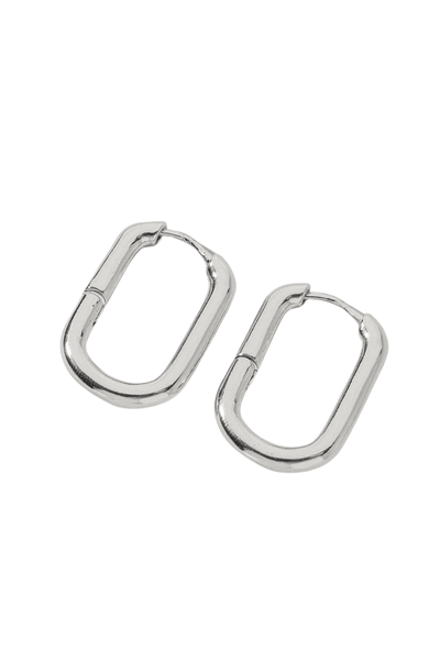 Sterling Silver Dipped Rectangle Shape Back Hinge Hoop Earrings
