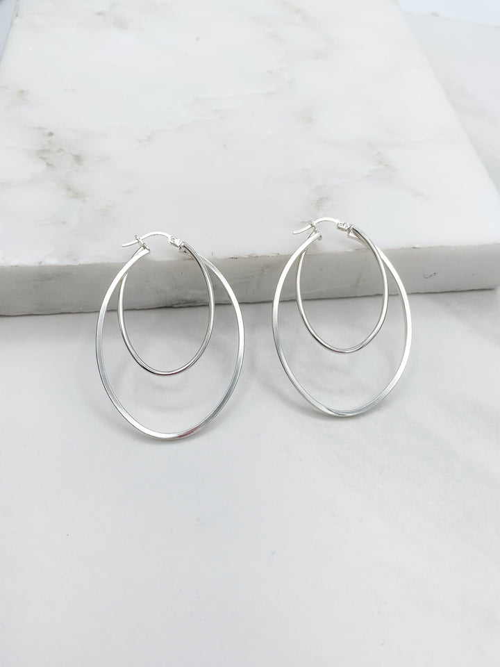 Sterling Silver Double Oval Hoop Earrings