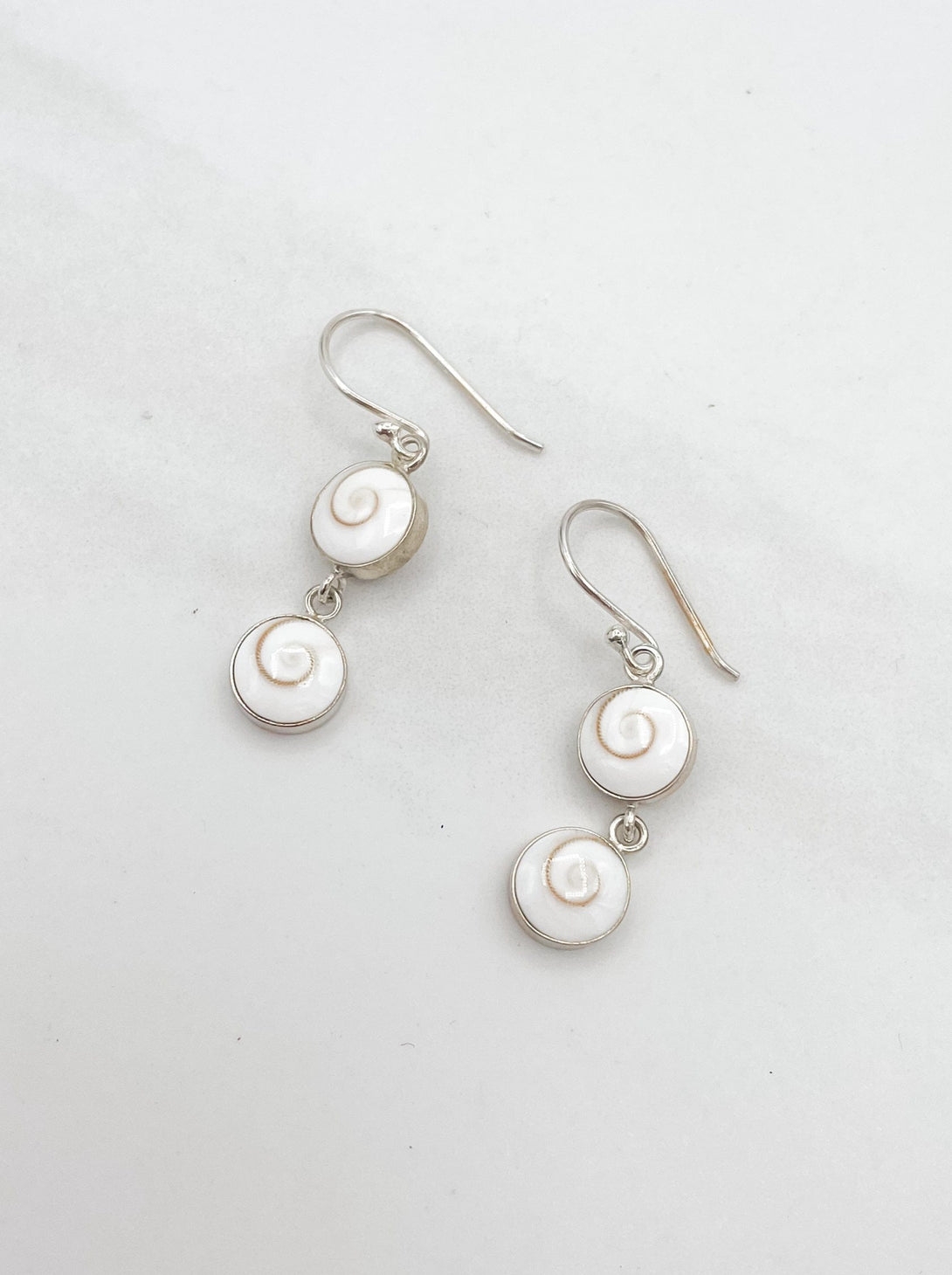 Sterling Silver Drop Earring With Double Shell Charms