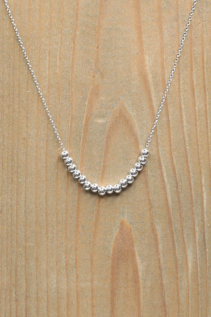 Sterling Silver Necklace with Beads in Center