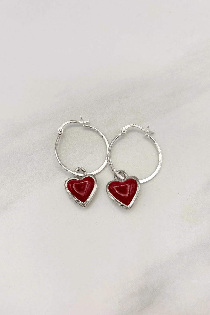 Sterling Silver Set Genuine Stone Heart Clasp 1