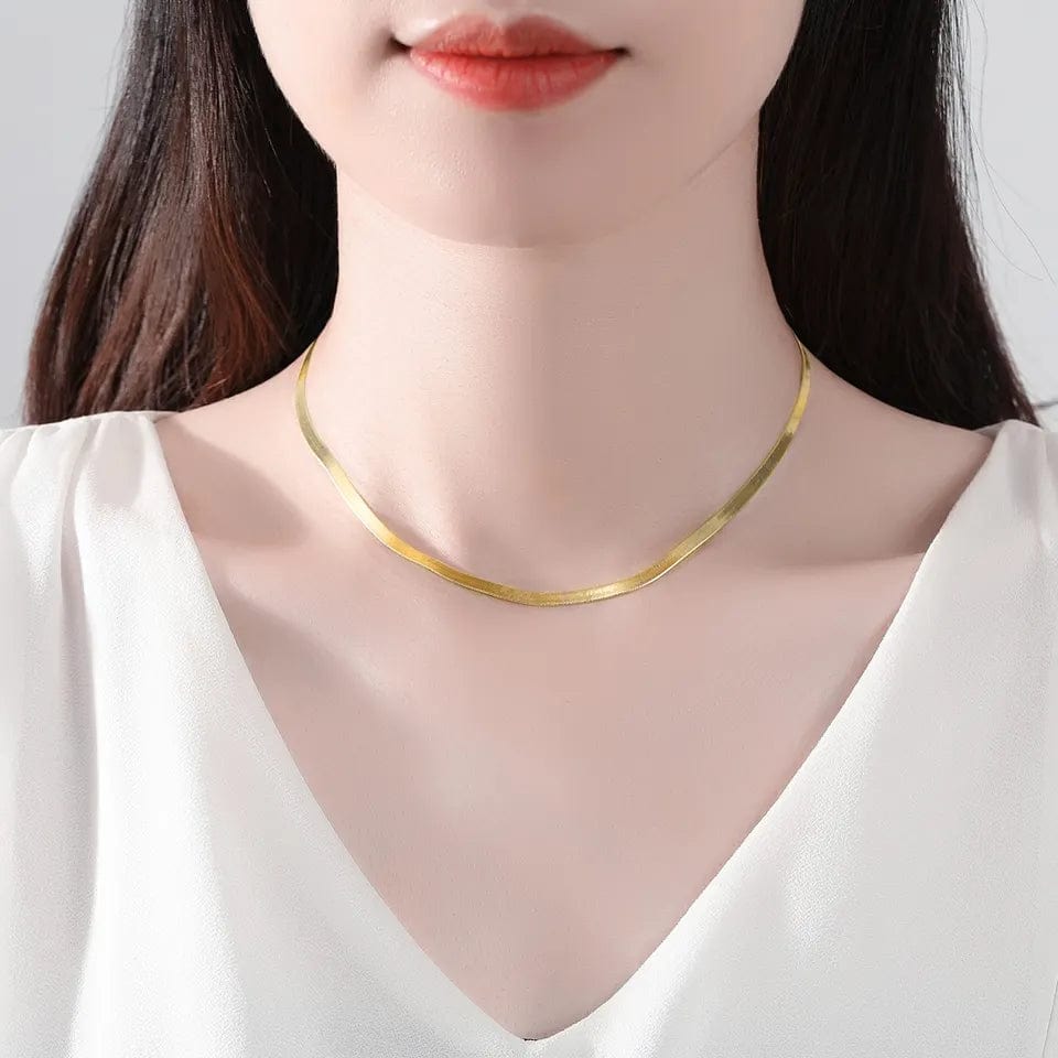 Sterling Silver with 14K Gold Plating Herringbone Necklace
