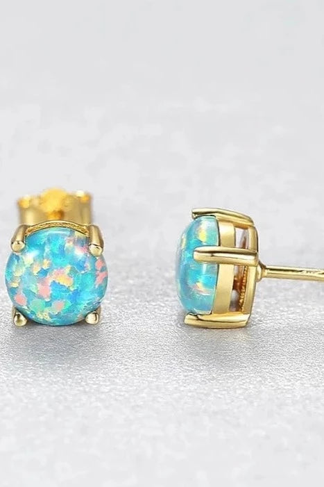 Stud Earrings with 6mm Opal