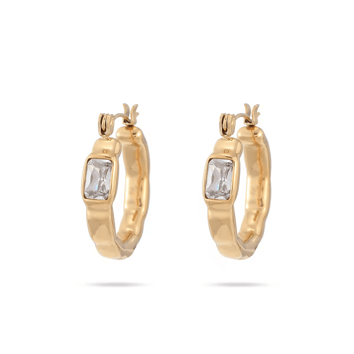 Subtle Statement Crystal Hoop Earrings in Plated Silver or Gold