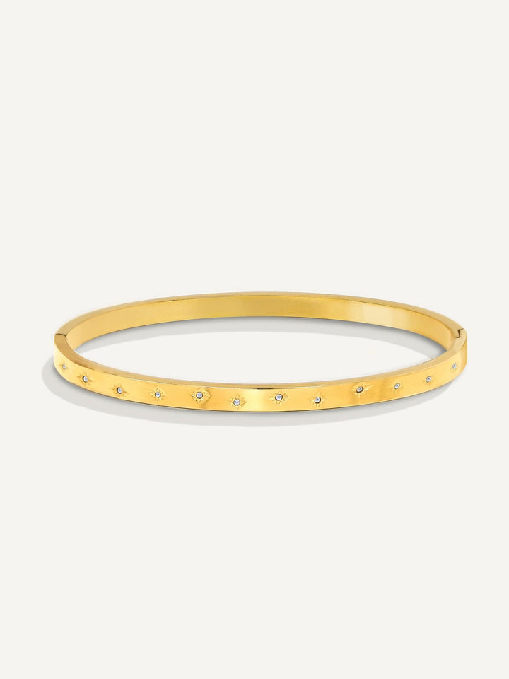 Subtle Twinkle Simple Hinged Bangle Bracelet