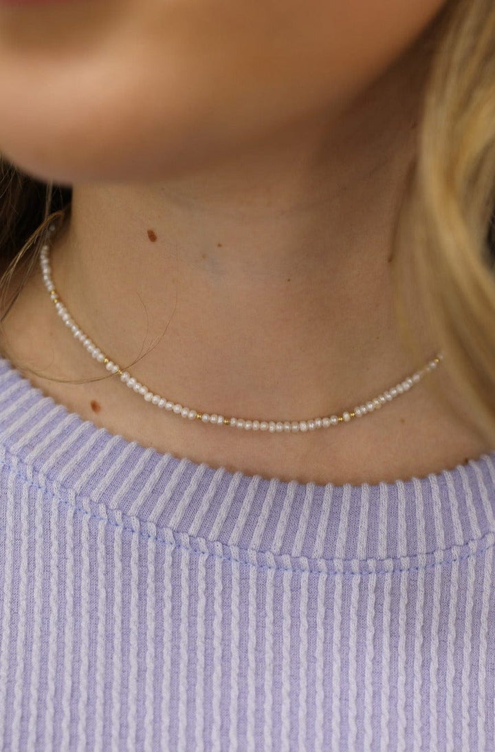 Sweet Delicate Beaded Chocker Necklace Available in Turquoise or Pearl