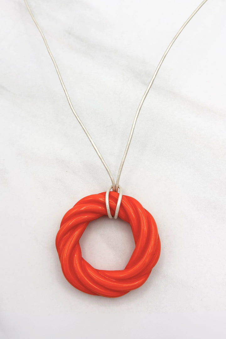 Swirl Ring Leather Cord Necklace