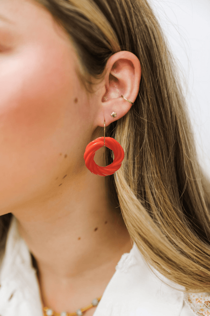 Swirl Ring Thin Hoop Earrings