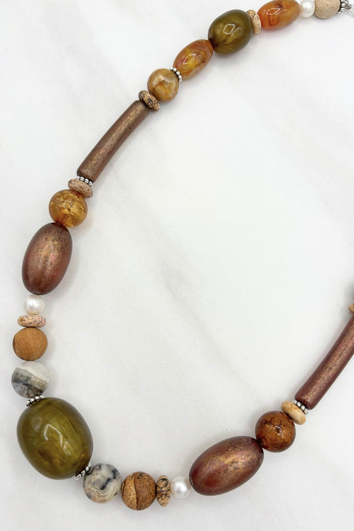 Synda Handmade Genuine Stone Bead Mix Necklace
