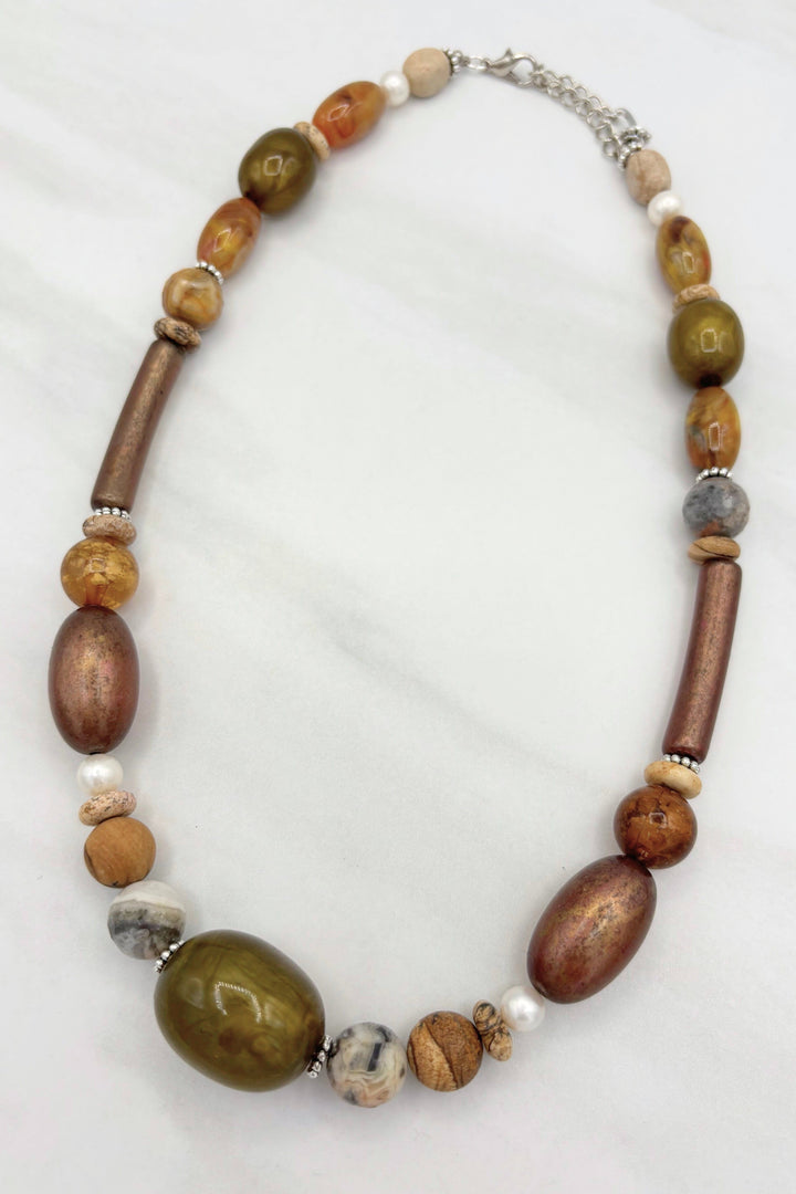 Synda Handmade Genuine Stone Bead Mix Necklace