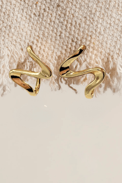 Tapered Zig-Zag Flattened Lever Back Hoop Earrings