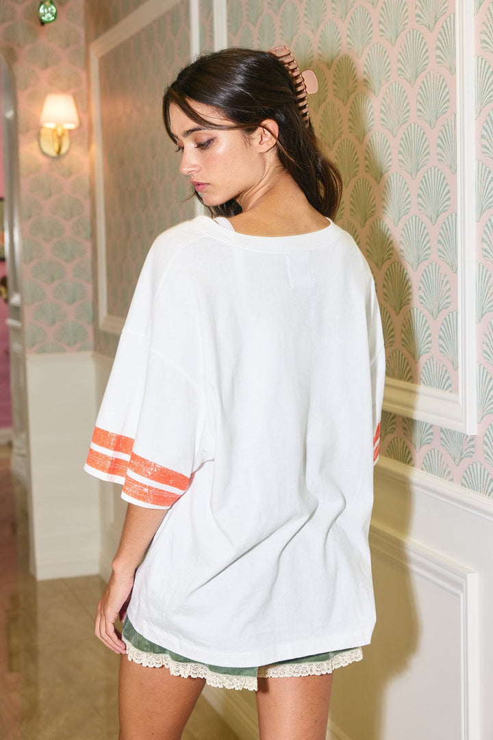 Tennessee Graphic Text Oversized Fit V-Neck Football Tee