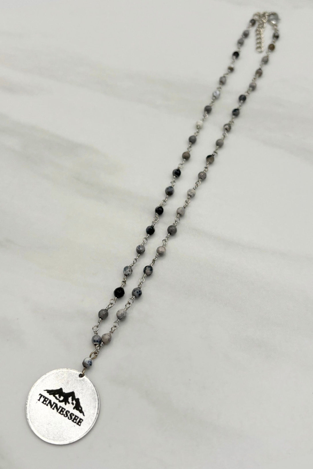 Tennessee Mountains Engraved Coin Beaded Necklace