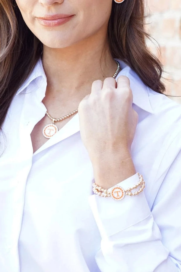 Tennessee Pave Power T Disc Double Wrap Stretchy Bracelet