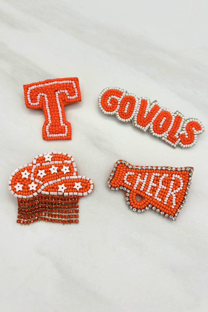 Tennessee Vols Beaded Felt Back Brooches