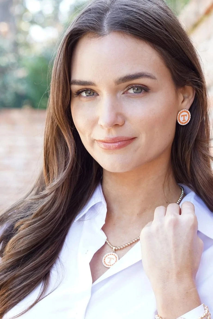 Tennessee Vols Pave Disc on Ball Chain Necklace