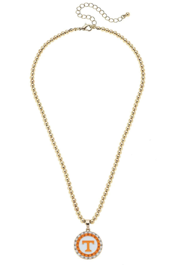 Tennessee Vols Pave Disc on Ball Chain Necklace