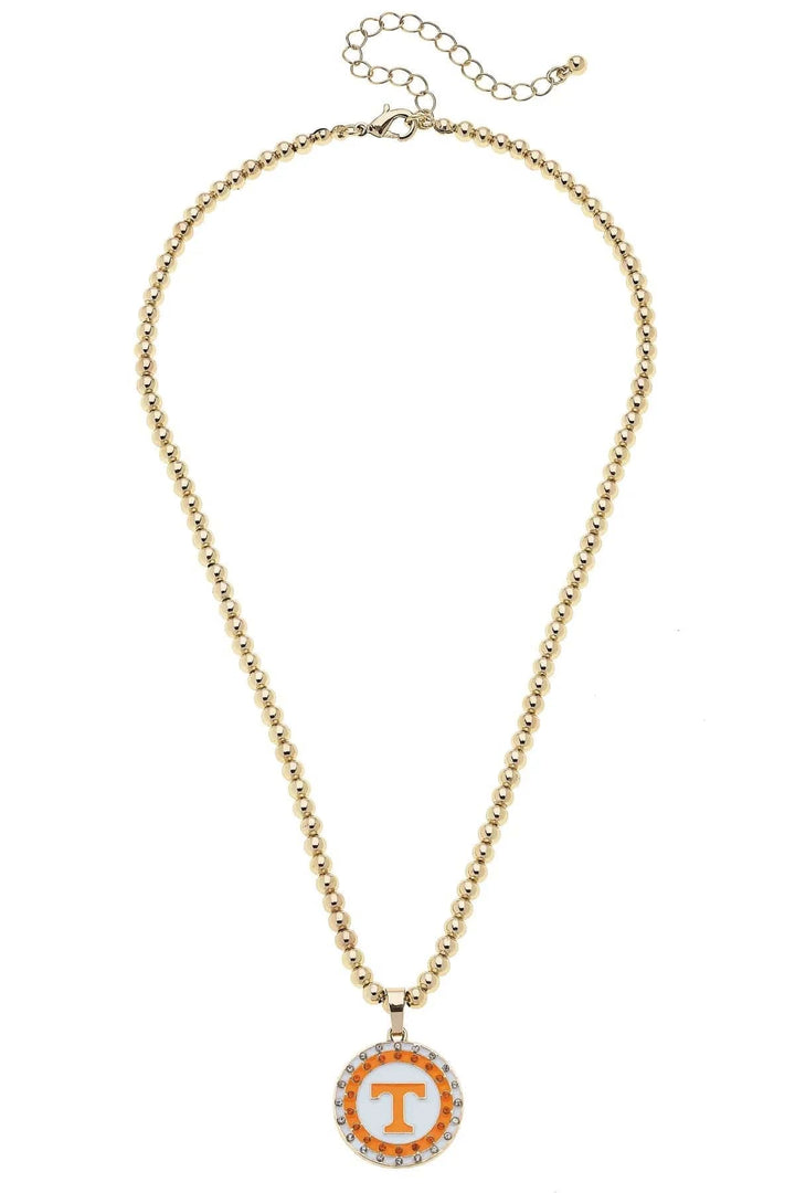 Tennessee Vols Pave Disc on Ball Chain Necklace