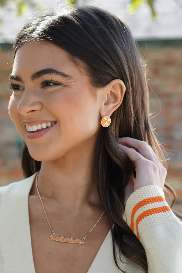 Tennessee Vols Power T Circle Enamel Stud Earrings