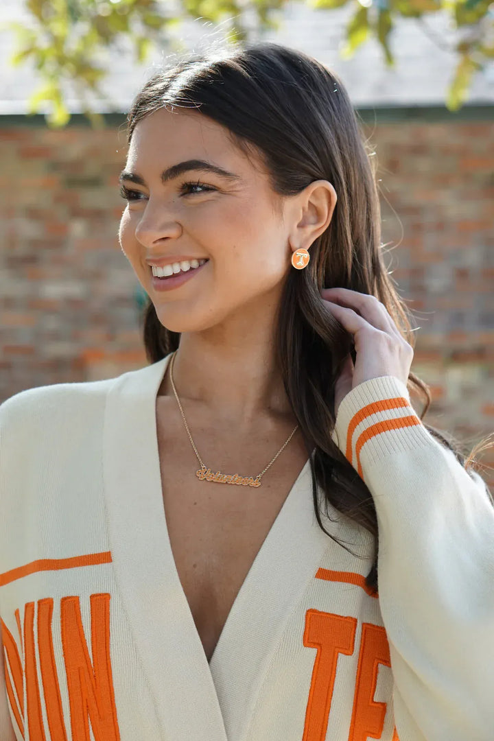 Tennessee Vols Power T Circle Enamel Stud Earrings