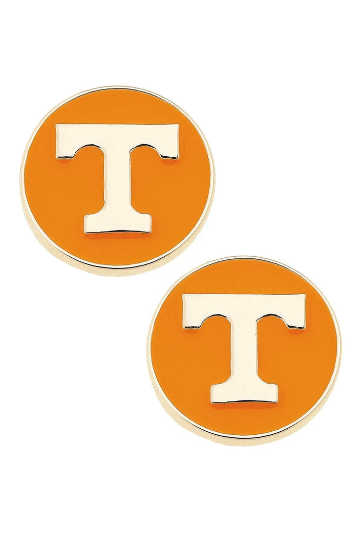 Tennessee Vols Power T Circle Enamel Stud Earrings