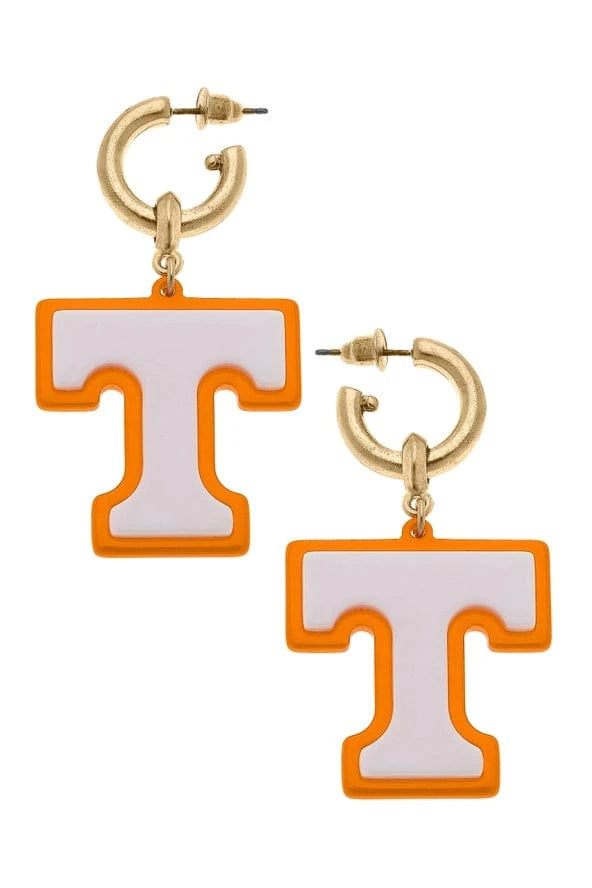 Tennessee Vols Resin Logo Drop Hoop Earrings