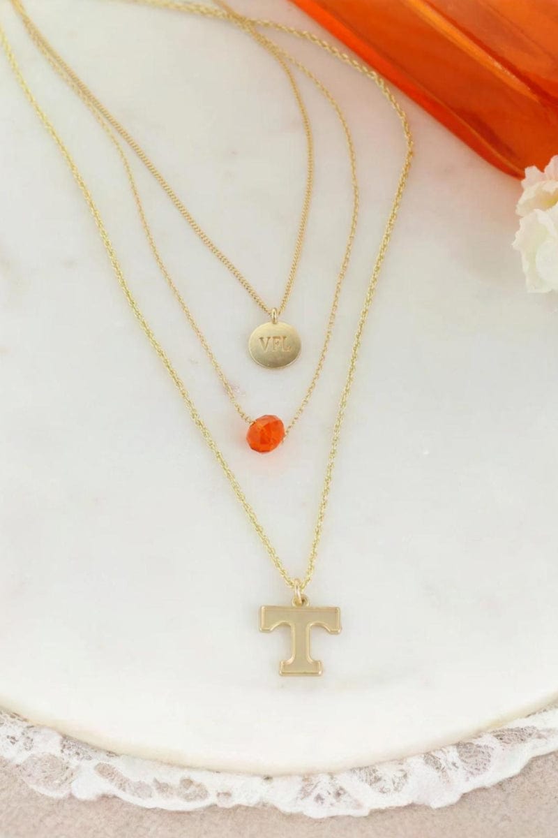 Tennessee Vols Stackable Necklace Set with Varying Chain Types