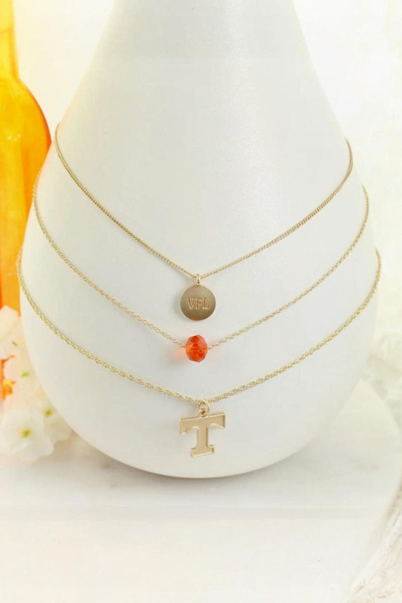Tennessee Vols Stackable Necklace Set with Varying Chain Types