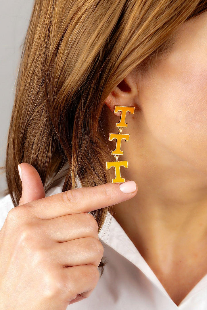 Tennessee Volunteers Tripe Drop Enamel Earrings