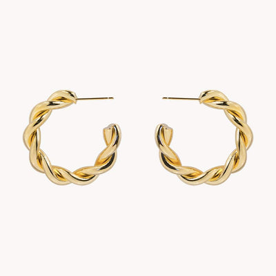 Thick Rope Style Twisted Classy Hoop Earrings