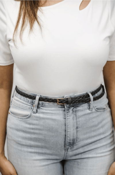 Simple Thin Braided Genuine Leather Belt