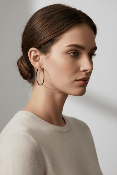 Thin Classic Medium Lever Back Hoop Earrings