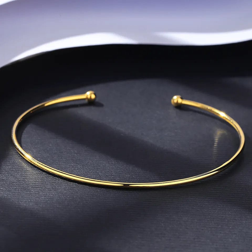 Thin Cuff Adjustable Bracelet 14K Gold Plated