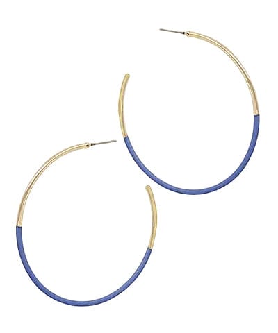 Thin Half Color Coated Open Hoop Earrings