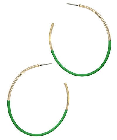 Thin Half Color Coated Open Hoop Earrings