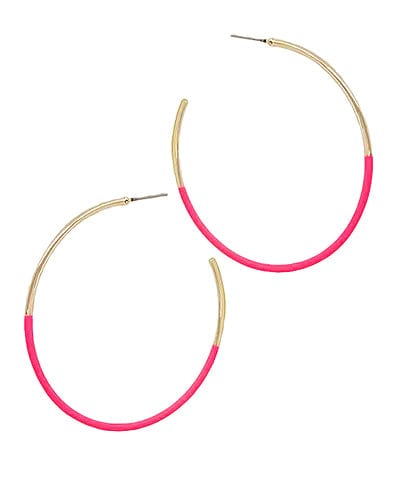 Thin Half Color Coated Open Hoop Earrings