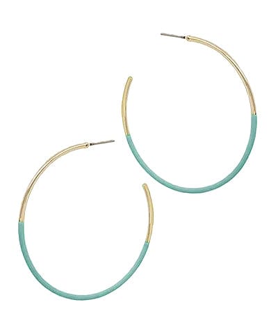 Thin Half Color Coated Open Hoop Earrings