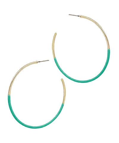 Thin Half Color Coated Open Hoop Earrings