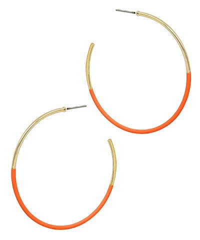 Thin Half Color Coated Open Hoop Earrings