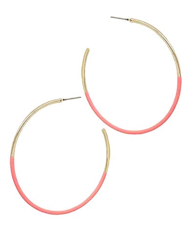 Thin Half Color Coated Open Hoop Earrings